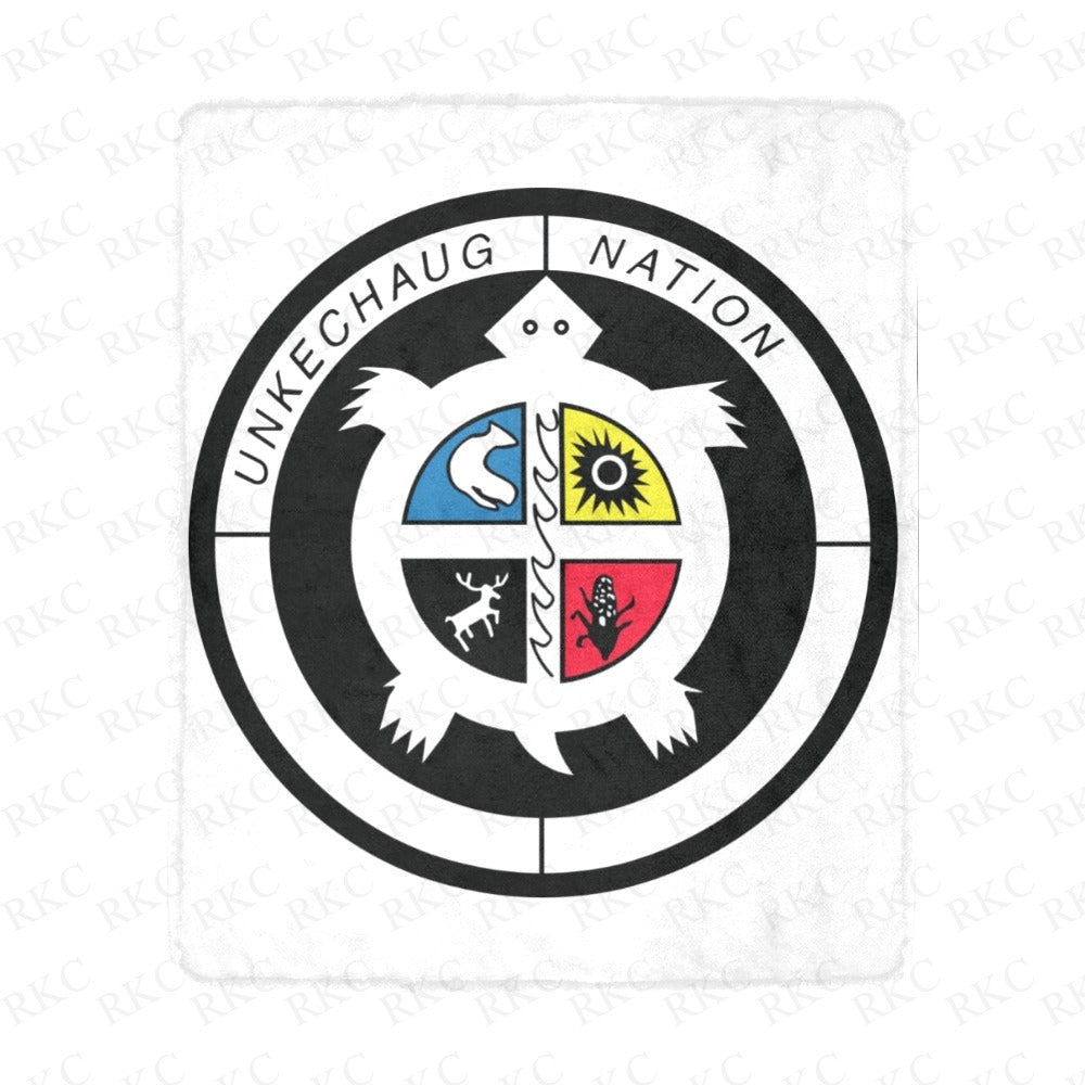 Exclusive Unkechaug Tribal Seal Blanket White