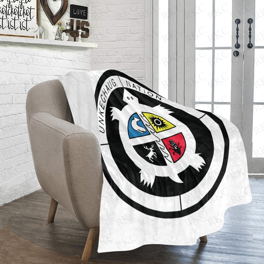 Exclusive Unkechaug Tribal Seal Blanket White