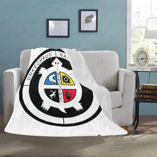 Exclusive Unkechaug Tribal Seal Blanket White