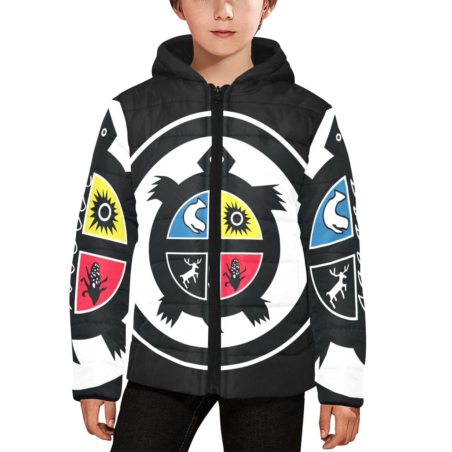 Exclusive Tribal Hooded Puffer Jacket For Kids